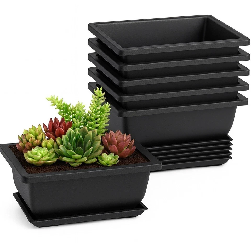 6 pacotes de vasos de treinamento de bonsai de plástico de 6,5 polegadas com drenagem para ambientes internos e externos... - Imagem 1 de 4