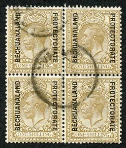 Bechuanaland SG82 1/- Bistre-braun CDS Viererblock Katze 128 Pfund - Bild 1 von 1