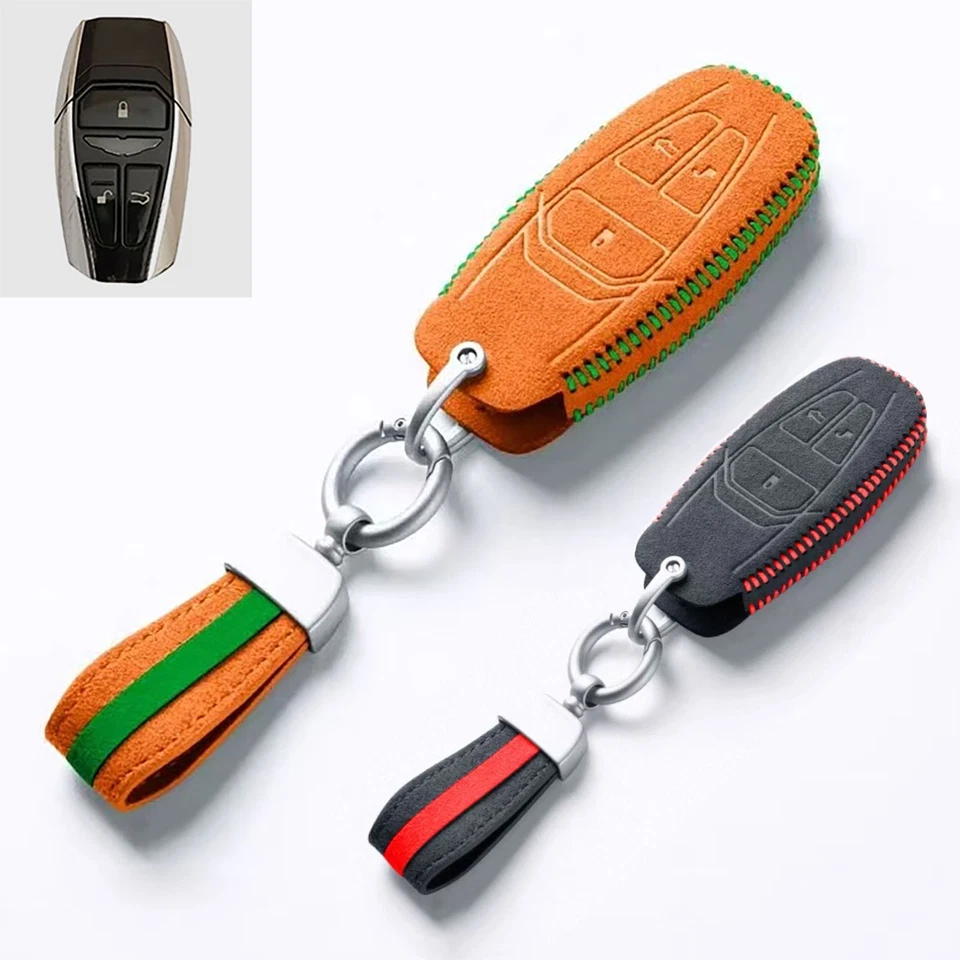 Suede Leather Smart Key Fob Case Cover for Aston Martin Superleggera DB11 DBS Foto 1 de 4