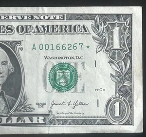 (SELTENER STERNSCHEIN!) 1 $ 640K Print Star Note Seriennummer A00166267 * Serie 2021 - Bild 1 von 4