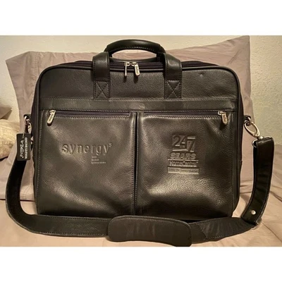 Maletín de cuero genuino vintage Sears Home Central bolso mensajero Bellino Foto 1 de 4