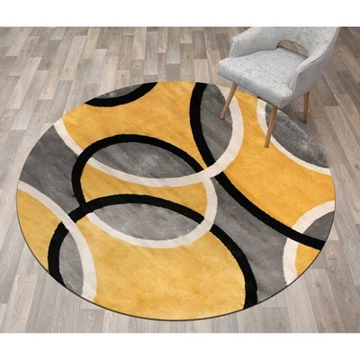 Rugshop Area Rugs Modern Abstract Circles Rug Round Carpet Rug Round Jute Rug - Image 1 of 4