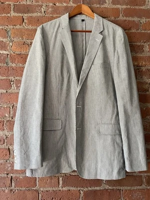 J. Blazer Crew Ludlow Hombre 42L Negro/Azul Rayas Somelos Lino Algodón Chaqueta Foto 1 de 4