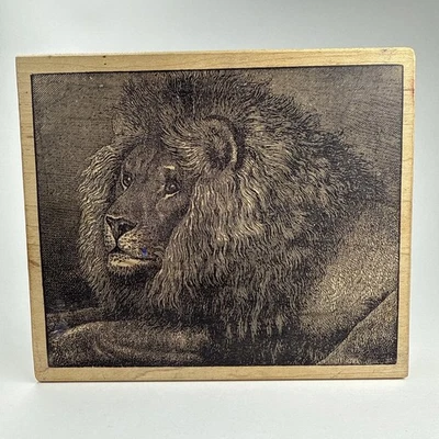 "Sello de goma de madera de gato grande retrato de león magenta coleccionables 5,5""x4,5"" XL" Foto 1 de 4