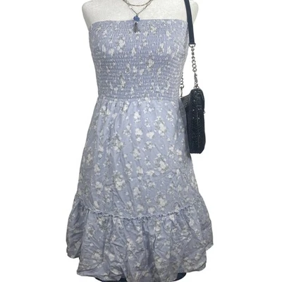 Vestido sin tirantes Y2K Cottagecore Hollister para mujer mediano azul floral ajustado Foto 1 de 4