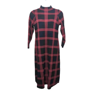 Danny & Nicole Midi Sweater Dress Womens Plus Size 1X Red Black Plaid NEW NWT - Image 1 of 4