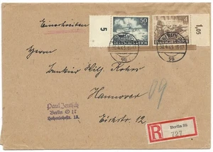 GERMANY 1943 Reg Cover franked Heroes Day 4Pf & 50Pf Mi.832, 842 *FREE SHIPPING* - Picture 1 of 2