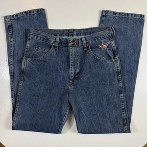 Wrangler PBR Denim Jeans Men Size 32 x 32 Blue Cowboy Straight Cut Rodeo Western - Picture 1 of 13