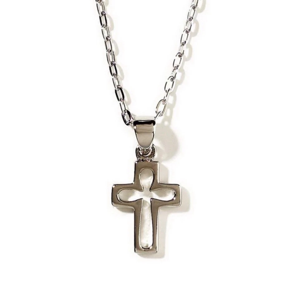 Серебряное покрытие открытая коробка крест ожерелье - Изображение 1 из 1