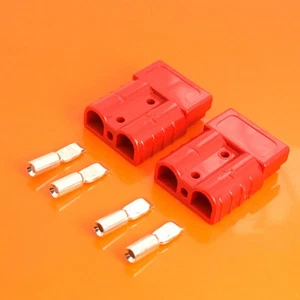 Pair Of High Current Power Connector Red 50 Amp 600V Battery Cable 10 AWG 5mm² - Picture 1 of 5