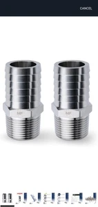 MAACFLOW Stainless Steel 3/4" Male NPT to 1" Hose ID Barb Barbed Hose Fitting... - Picture 1 of 7