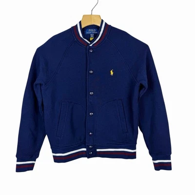 Chaqueta a presión de béisbol Polo Ralph Lauren mezcla de algodón azul marino talla universitaria 10/12 Foto 1 de 4