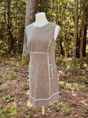 MICHAEL KORS... Vestido de lona de cáñamo y estampado de serpiente de pitón... Marrón... Talla 12 Foto 1 de 4