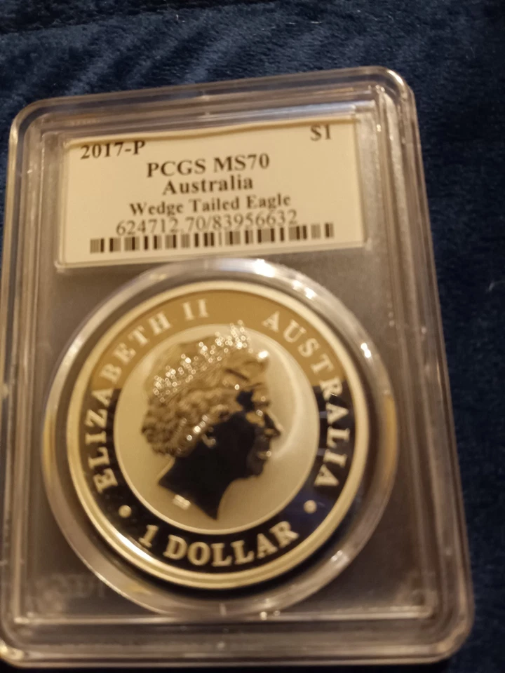 Moneda de 1 dólar Australia Wedge Tailed Eagle 2017P 1 oz.999 plata PCGS signo Ms.70 Foto 1 de 4