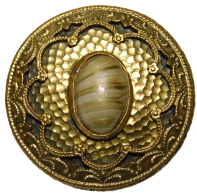 BOTÓN GRANDE ORNAMENTADO ANTIGUO LATÓN PERFORADO VIDRIO JOYA BONITO 1&5/16 Foto 1 de 4