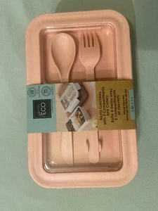 Bento Brotdose 2 Fächer mit Besteck Eco Ciroa Home 1 L rosa - Bild 1 von 4