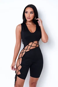 Mameluco recortado negro señora talla grande - Imagen 1 de 3
