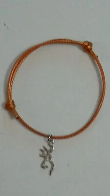 PULSEIRA DE CORDA DOURADA/MARROM AMULETO CABEÇA DE VEADO MARROM - AJUSTÁVEL - CAÇA #270 - Imagem 1 de 2