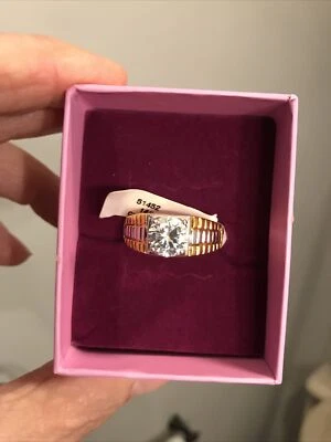 Conjunto de anillo de dos tonos disfraz de circonita cúbica Palm Beach para hombre talla 14 Foto 1 de 3