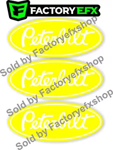 3 Yellow & White Peterbilt Grille & Hood Decals for emblems 359 379 378 353 377  - Picture 1 of 7