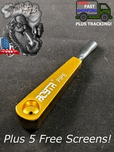 4” Metal Tobacco Smoking Pipe bowl Hand Pipes Yellow + 5 Free Screens - Picture 1 of 4