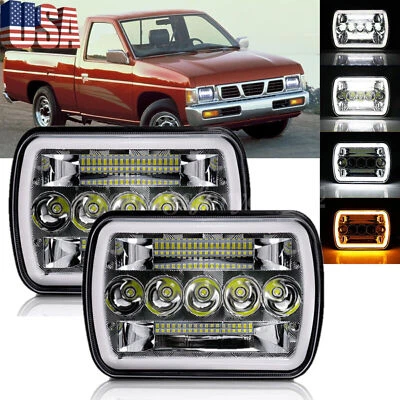 Faros LED DRL haz alto/bajo para camioneta Nissan D21 2 piezas 7x6" NUEVO Foto 1 de 4