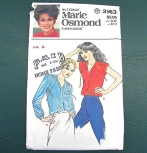 Top patrón de costura vintage Marie Osmond años 80 Butterick 3163 talla 8-12 sin cortar - Imagen 1 de 4