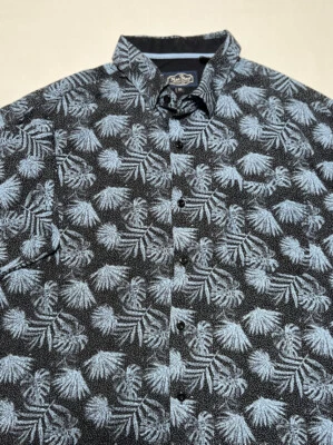 Camisa abotonada manga corta Nat Nast para hombre XL 70 % seda 30 % algodón negra y azul Foto 1 de 4