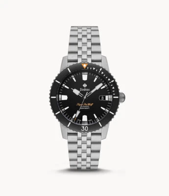 Zodiac Super Sea Wolf 53 Compression Automatic Black Dial Bracelet Watch ZO9288 - Image 1 of 4