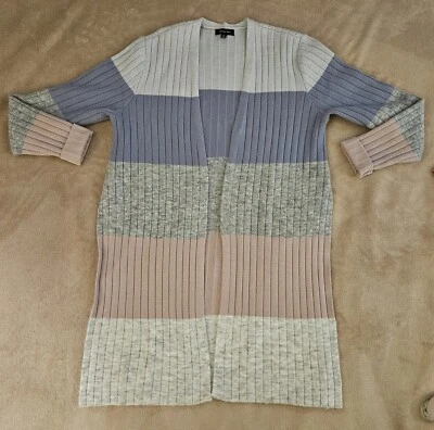 Verve ami Long Cardigan Ribbed Sweater Open Front Side Slits Women's Size M - Image 1 of 4