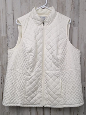 Croft & Barrow Puffer Vest Womans Plus 2X Ivory Quilted Full Zip Athleisure - Image 1 of 4