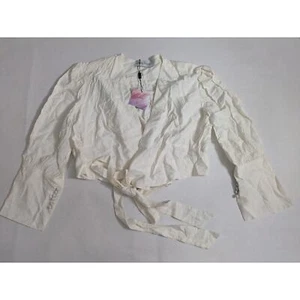 Chicwish Top Damen klein weiß elfenbein bauchfreies Oberteil Bindeband Blazer Wickeloptik neu mit Etikett - Bild 1 von 9