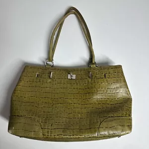Casual Corner Green Olive Leather Shoulder Purse/ Croc Embossed Finish See Descr - Picture 1 of 19