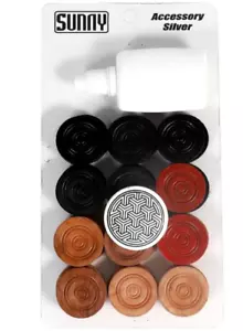 24 Carrom wooden Coins + Striker + Powder for Carrom Board - Picture 1 of 1