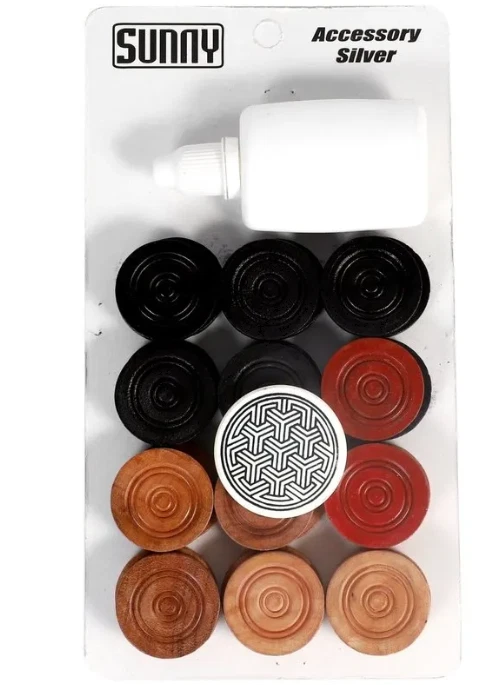 24 Carrom wooden Coins +  Striker + Powder for Carrom Board - image 1 of 1