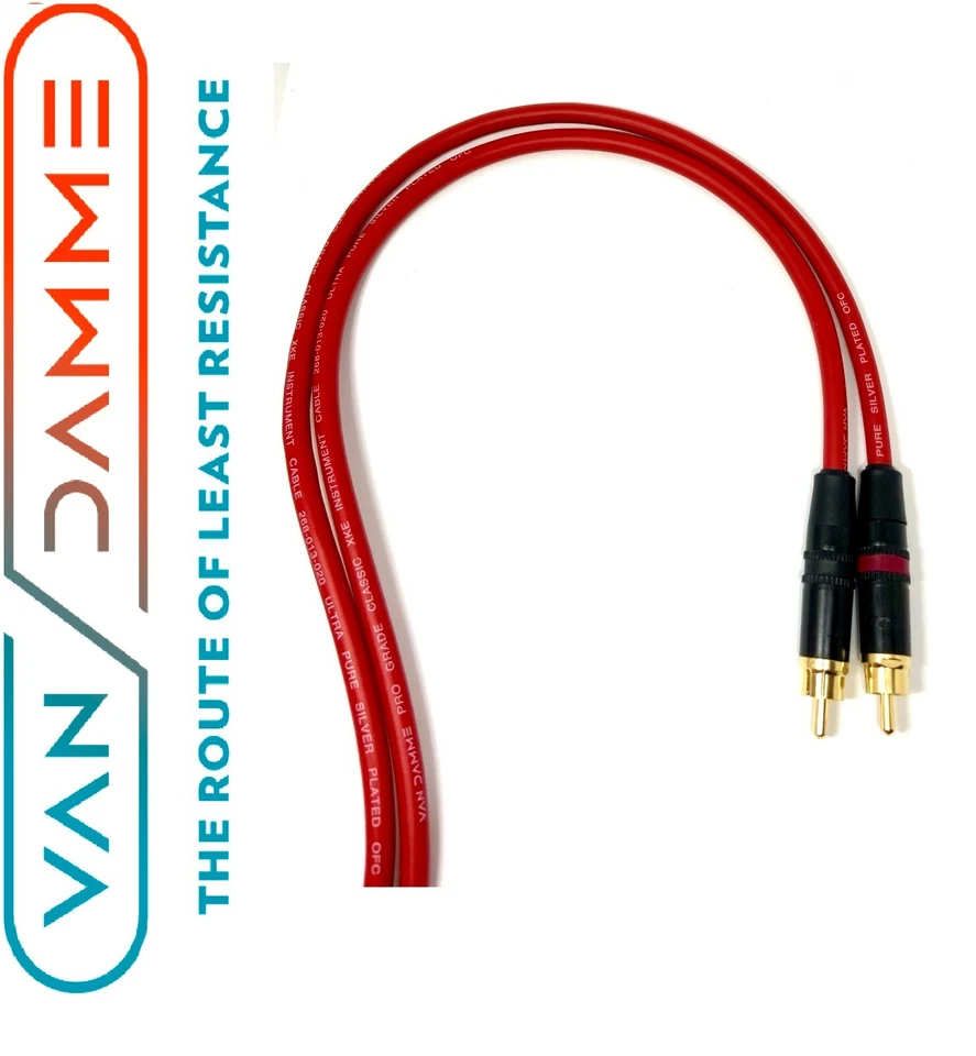 Pair Van Damme Neutrik Rean RCA Phono to RCA Phono Lead OFC Silver Plated Cables - Image 1 of 4