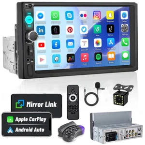 Radio Bluetooth estéreo con pantalla táctil de 1 din para automóvil Apple/Android Carplay GPS - Imagen 1 de 13