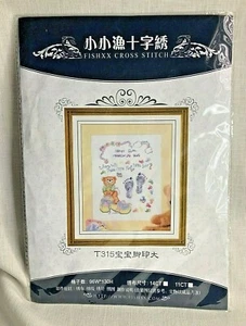 FishXX Cross Stitch Kit Birth Record Little Feet New Sealed - Picture 1 of 3