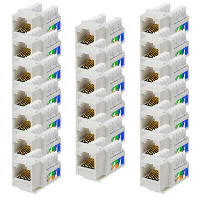 20x CAT6 Keystone Jack Einbaubuchse RJ-45 Buchse Werkzeuglos LAN Modul Verbinder - Bild 1 von 4