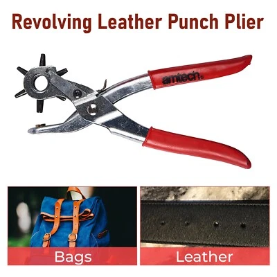 Amtech Drehbar Leder Punch Plier 6 Größe DIY Gürtel Ösen Loch Locher Werkzeug - Bild 1 von 4