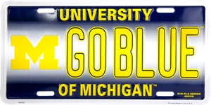 Michigan Wolverines GO BLUE License Plate Tag Metal Sign FAST SHIP FanzofSportz - Picture 1 of 1
