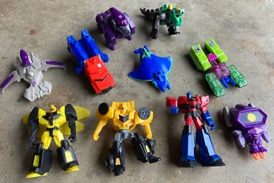 McDonalds Transformers 10 toy lot 1996-2018 Megatron Optimus Bumblebee Manta Ray - Image 1 of 3