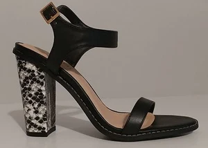 ¡NUEVO! Sandalias Liliana Negra Serpiente En relieve 4" Tacones de Bloque Talla 8M EE. UU. 38M EUR - Imagen 1 de 3
