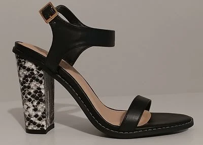 ¡¡NUEVO!! Sandalias Liliana Negras Serpiente Repujado 4" Tacones Bloque Talla 8M US 38M EUR Foto 1 de 3