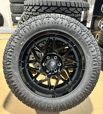 20x9 Moto Metal Turbine Black Wheels 33" Atturo AT Tires 8X6.5 Dodge Ram 2500 - Image 1 of 4