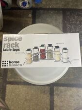 HOME BASICS KITCHEN HALF MOON DESIGN METAL SPICE RACK WITH 6 EMPTY GLASS JARS 
