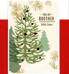 Tarjeta de felicitación Feliz Navidad Hermano Naturaleza Bosques Árboles Bosque Árboles Sello - Imagen 1 de 3