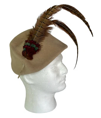 Vintage Hat Bettine Stern Brothers New York 1940s/30s Cap Wool Feather Sz 22 1/2 - Image 1 of 4