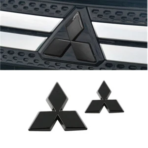 Cubierta emblema logotipo delantero + trasero negro brillante para Mitsubishi Outlander 2022-24 - Imagen 1 de 8