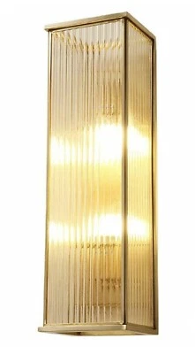 Antique Old Vintage Art Deco Brass & Glass Rod Ship Light Wall Sconces Lamp - Image 1 of 3